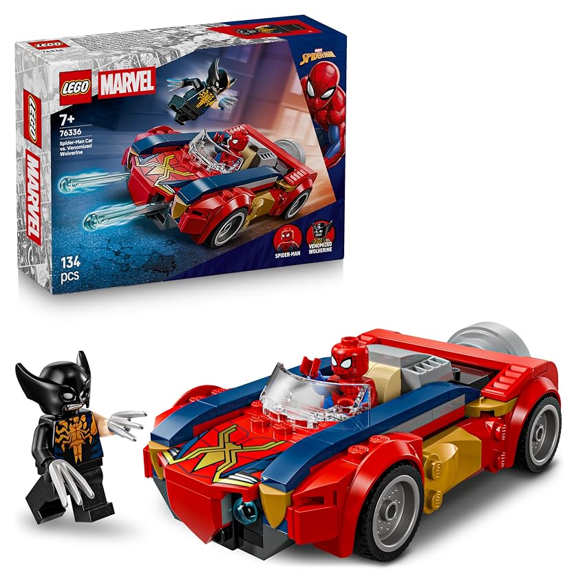 LEGO | Marvel Auto di Spider-Man vs. Venomized Wolverine - Giocattolo dei Supereroi