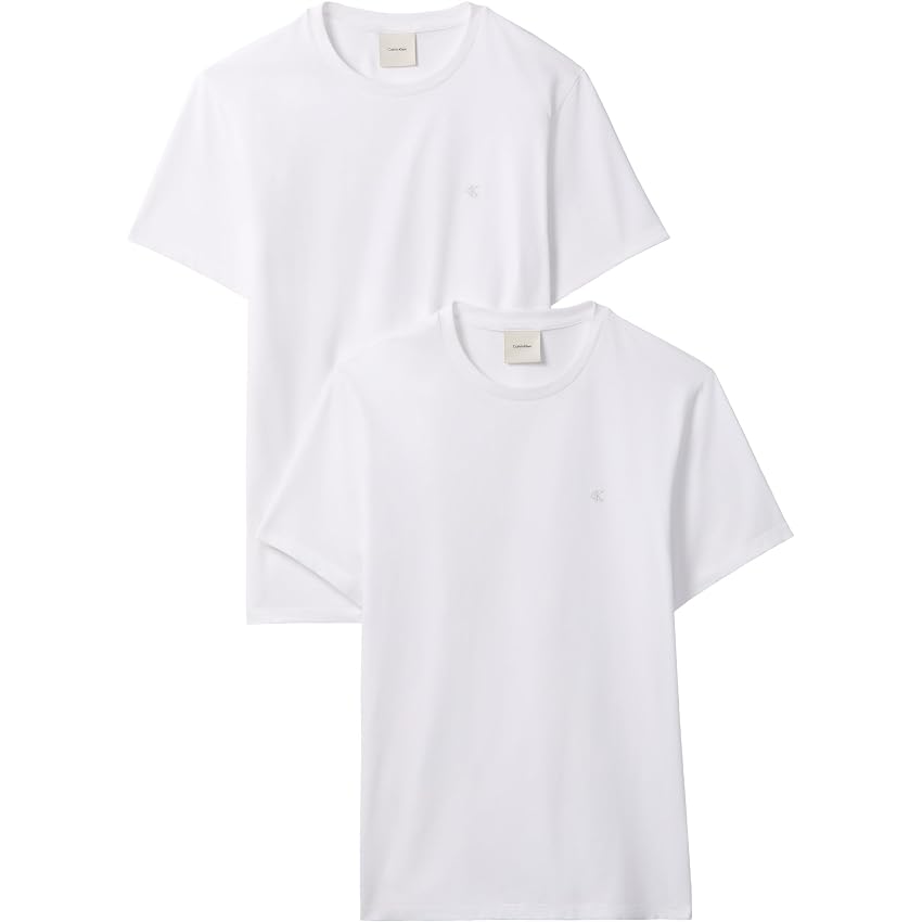 Calvin Klein Uomo T-Shirt Maniche Corte Confezione da 2 Stretch Cotton Slim con Scollo Rotondo