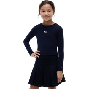 Tommy Hilfiger Bambina Maglietta Maniche Lunghe Heritage Flag a Costine