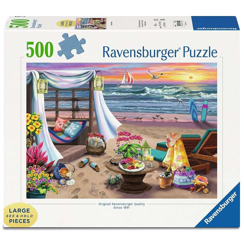 Ravensburger - Puzzle 500 Pezzi Serata In Spiaggia