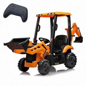 Garvee Escavatore Elettrico per Bambini 12V 4-in-1 con Doppio Motore