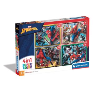 Clementoni - Puzzle Supercolor Spiderman 4-in-1 Marvel per Bambini 3+ Anni