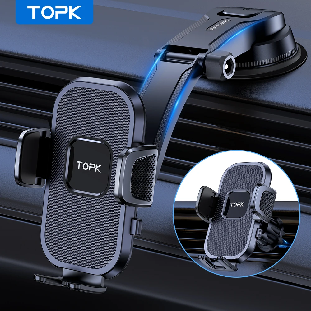 TOPK Supporto per telefono per auto Supporto a gravità per iPhone Xiaomi Samsung Supporto
