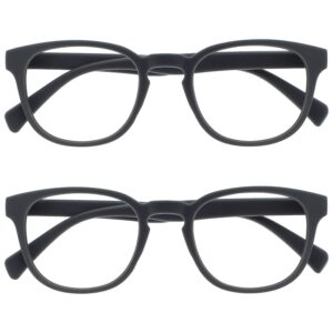 OPULIZE Pop 2 Pacco Retrò Giro Grigio Opaco Liscio Uomo Donna Occhiali Da Lettura Cerniere Molla RR2