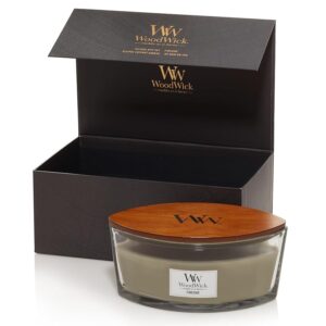 WoodWick candela profumata in confezione regalo | Candela Fireside a ellisse con stoppino