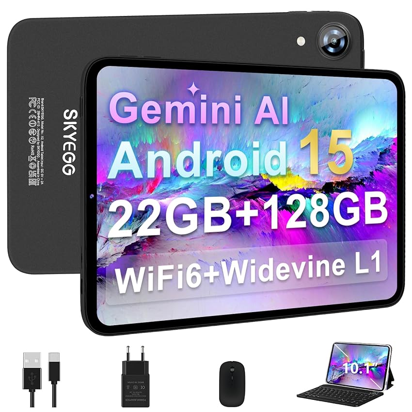 Tablet 10 Pollici Android 15 con 22 GB RAM+128 GB ROM