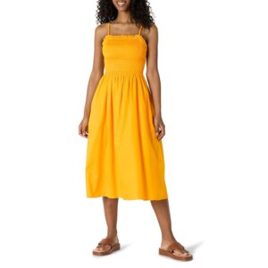 Amazon Essentials Abito con Corpetto Ricamato a Punto Smock in Raso di Cotone