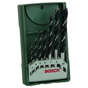 Bosch 7 pz. Set di punte per legno Mini-X-Line Brad Point (per legno dolce e duro)