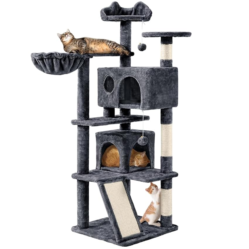 Yaheetech Albero Tiragraffi per Gatti Gioco Giocattolo per Gatti in Sisal Naturale 49 x 49 x 144 Yaheetech Albero Tiragraffi per Gatti Gioco Giocattolo per Gatti in Sisal Naturale 49 x 49 x 144
