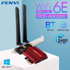 FENVI WiFi 6E AX210 5374Mbps Adattatore PCIE Wireless Tri Band 2.4G/5G/6Ghz Compatibile