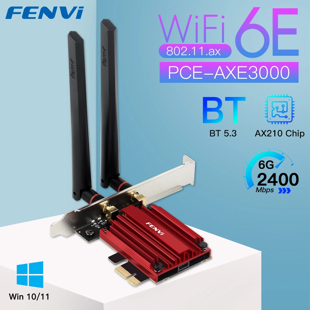 FENVI WiFi 6E AX210 5374Mbps Adattatore PCIE Wireless Tri Band 2.4G/5G/6Ghz Compatibile