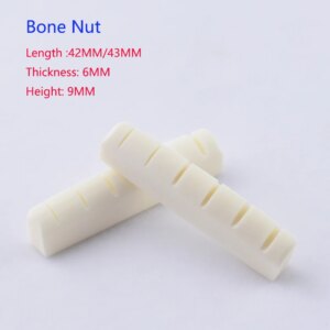 Dado in osso con intaglio reale da 1 pezzo per chitarra acustica folk/chitarra elettrica 42MM/43MM*6MM*9MM