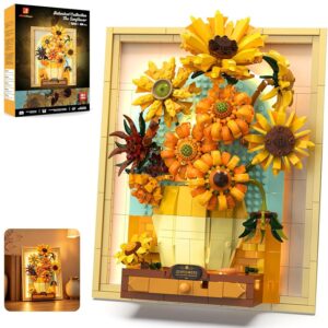 JMBricklayer Set da costruzione con girasole fiori per adulti con luci 70004