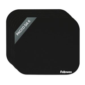 Fellowes Confezione da 6 tappetini mouse &ndash; Tappetino mouse nero &ndash; Base in gomma antiscivolo