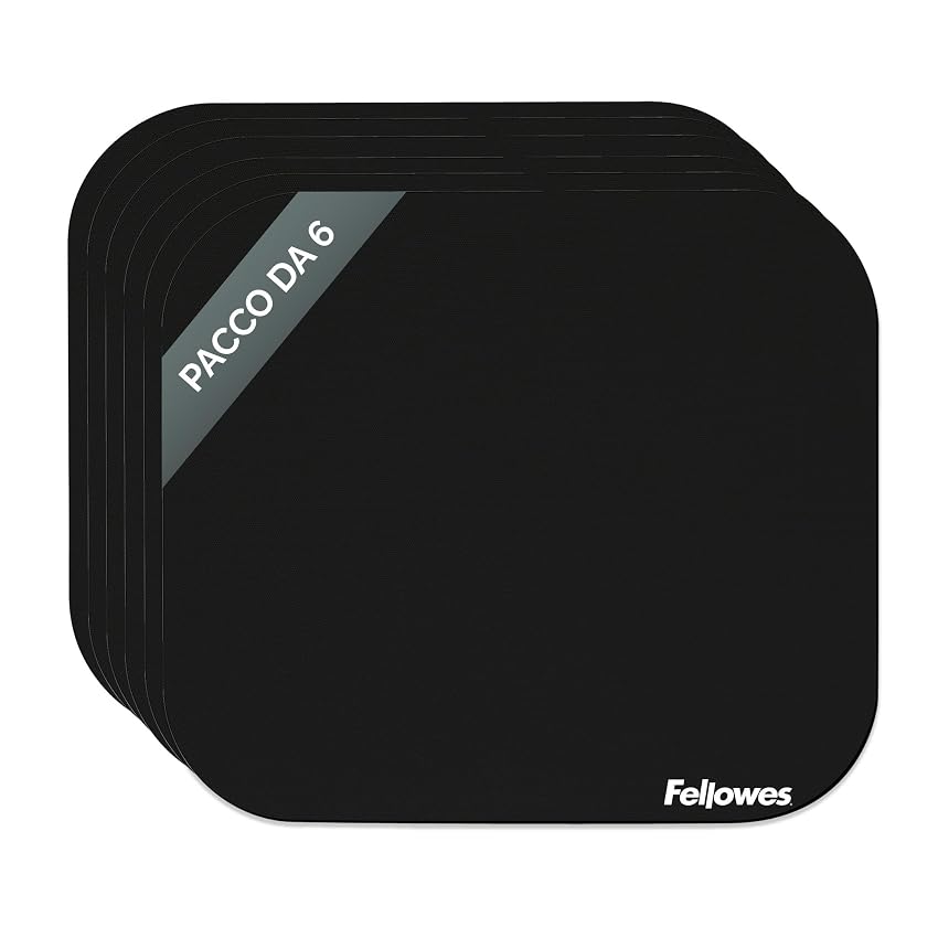 Fellowes Confezione da 6 tappetini mouse – Tappetino mouse nero – Base in gomma antiscivolo