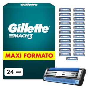 Gillette Mach3 Base 24 Lamette di Ricambio per Rasoio Barba Mach 3