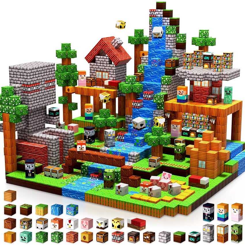 Goody King Blocchi Magnetici 300 Pezzi - Tema Biblioteca nella Foresta con Animali e Strada