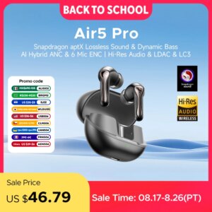 SOUNDPEATS Air5 Pro Auricolari Wireless con ANC Ibrido Adattivo da 55 dB