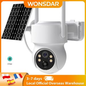 WONSDAR Telecamera IP Solare Wireless da Esterno con Batteria Integrata WiFi PTZ