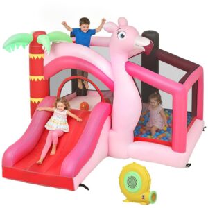 AIYAPLAY 4 in 1 Castello Gonfiabile per Bambini 255x230x196cm Rosa