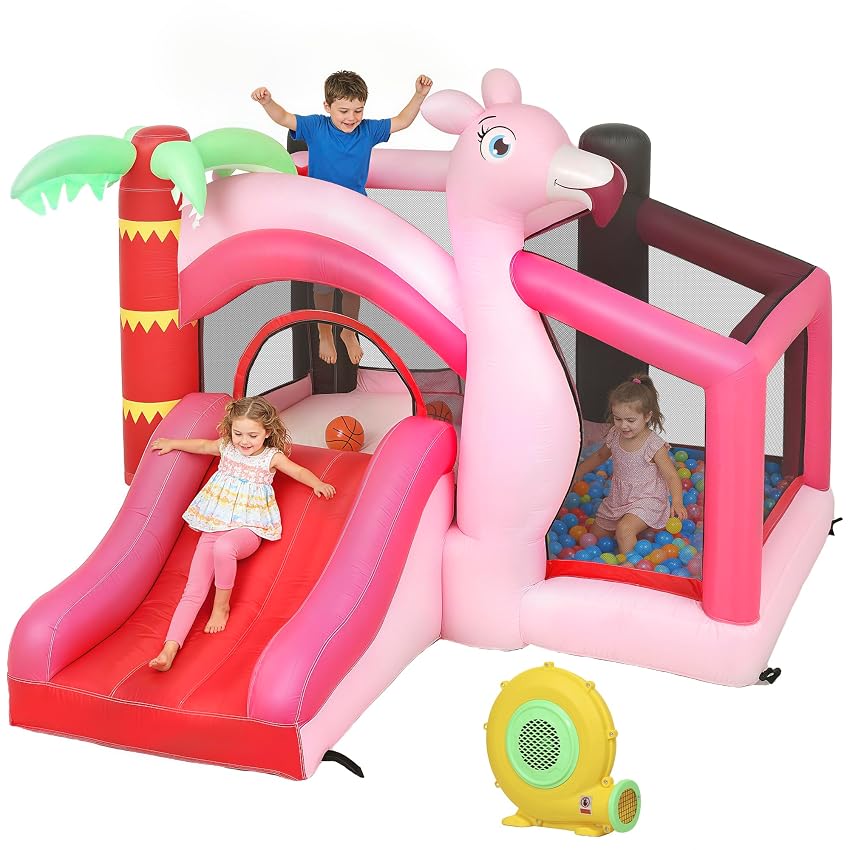 AIYAPLAY 4 in 1 Castello Gonfiabile per Bambini 255x230x196cm Rosa AIYAPLAY 4 in 1 Castello Gonfiabile per Bambini 255x230x196cm Rosa