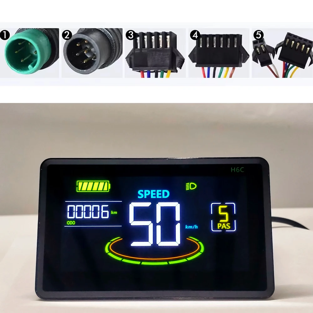 UART2 H6C Bici Elettrica LCD Colorato Tachimetro Della Bicicletta Display Meter 24V