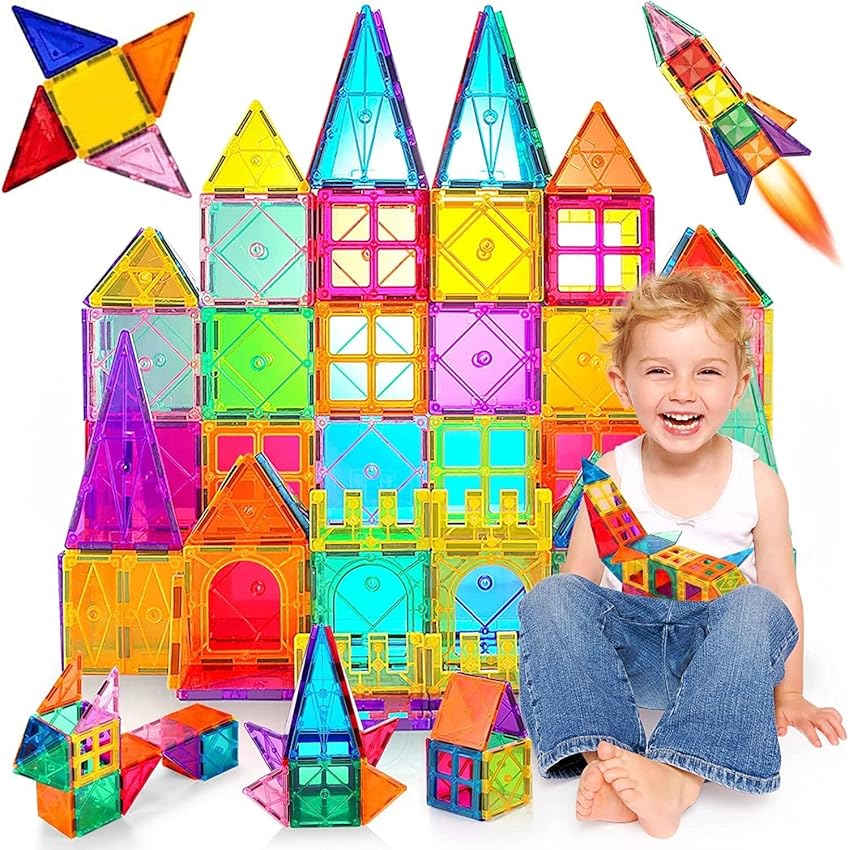 Costruzioni Magnetici per Bambini 80 Pezzi 3D Educativo Blocchi Set Giocattoli STEMS Costruzioni Magnetici per Bambini 80 Pezzi 3D Educativo Blocchi Set Giocattoli STEMS