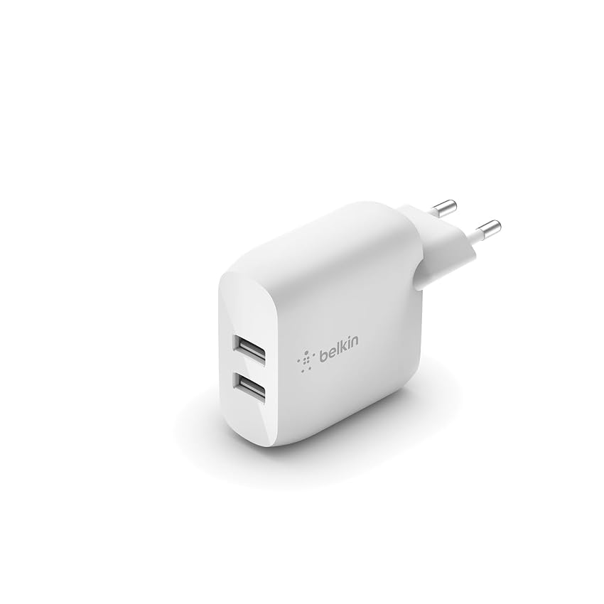 Belkin Doppio caricabatteria da parete USB-A da 24 W Boost Charge (per iPhone 14) Belkin Doppio caricabatteria da parete USB-A da 24 W Boost Charge (per iPhone 14)