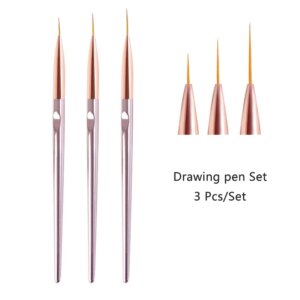 3 pz/set Acrilico Francese Della Banda Unghie Artistiche Linea Pittura Penna 3D Consigli