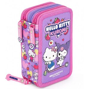 Clondo Astuccio Scuola 3 Scomparti Completo Per Hello Kitty Kuromi Fan