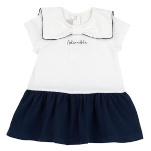Vestito Elegante a Maniche Corte Bimba 0-24 In Cotone Leggero