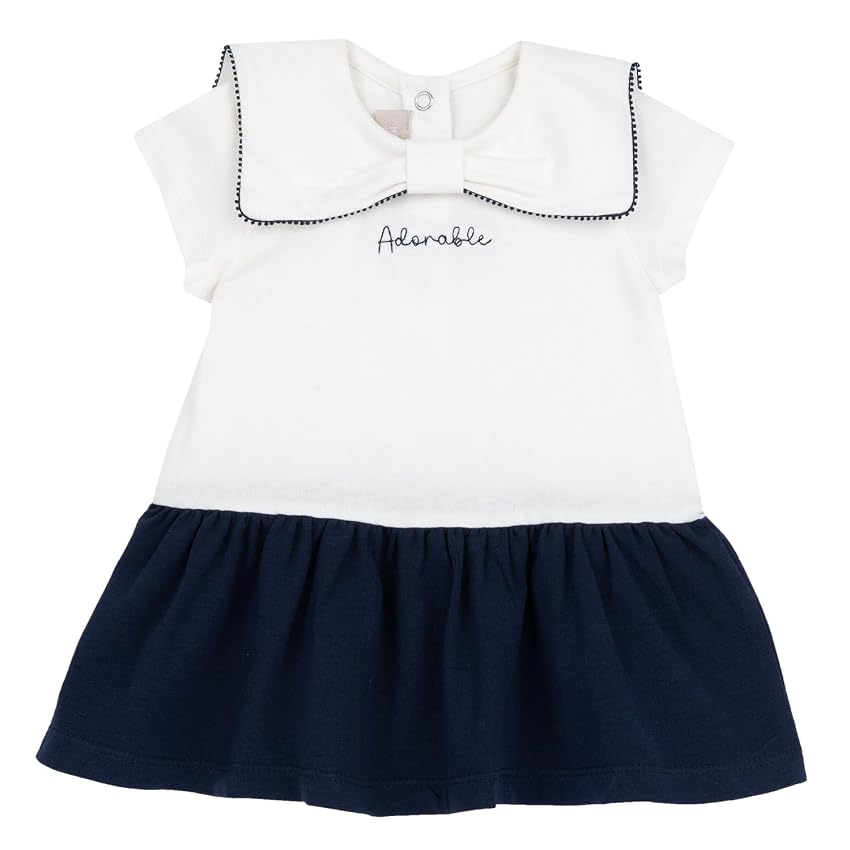 Vestito Elegante a Maniche Corte Bimba 0-24 In Cotone Leggero