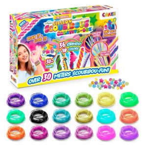 CRAZE SCOUBIDOU Scatola Creativa &ndash; 36 cordoncini in silicone + 30+ perline/charms &ndash; Kit fai