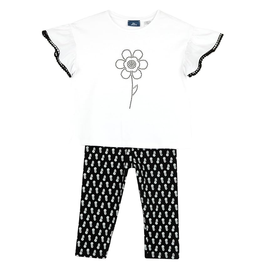 Completo con T-shirt e Leggings Bambine e ragazze Vestibilità Comoda Completo con T-shirt e Leggings Bambine e ragazze Vestibilità Comoda