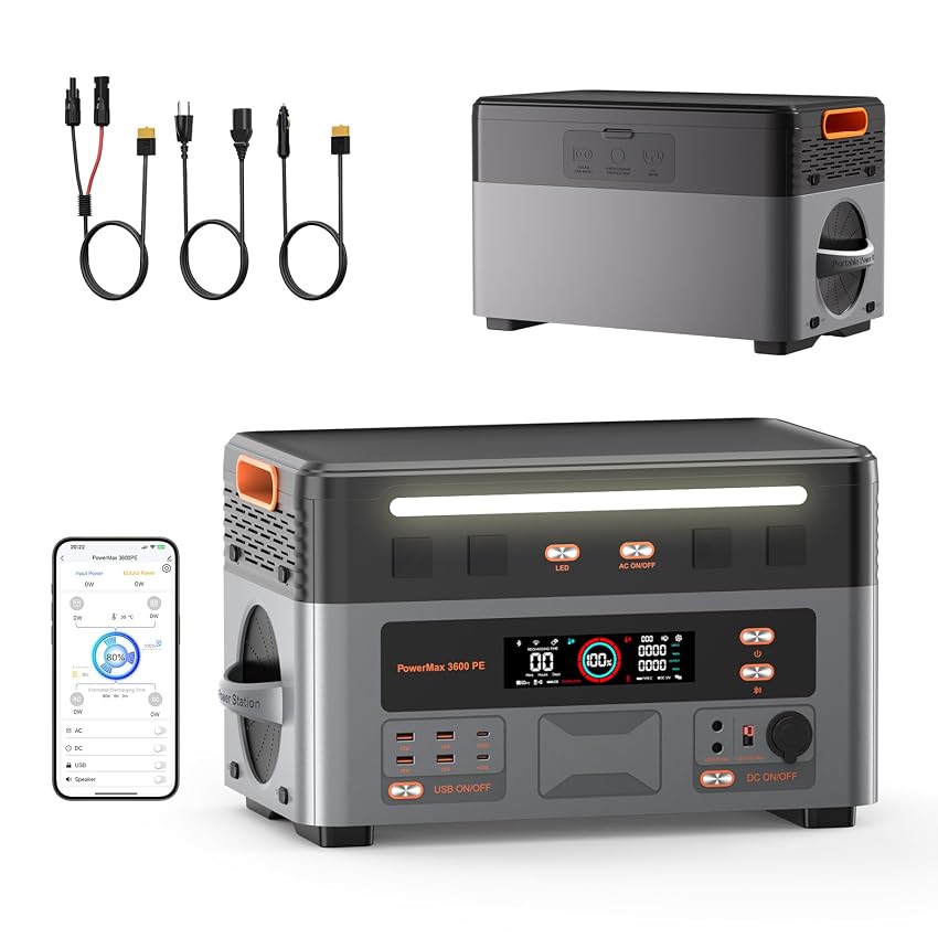 3600W Centrale Elettrica Portatile con Pannello 3x200W
