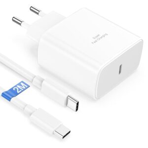 Caricatore USB C 45W Caricabatterie per Samsung Galaxy S25/S24 Ultra/S24+/S23/S22/S21/S20/A15/A14/A55