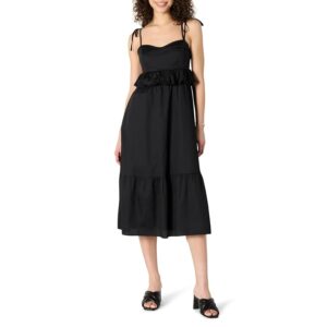 Amazon Essentials Maxi Abito a Balze in Raso di Cotone con Scollo a Cuore