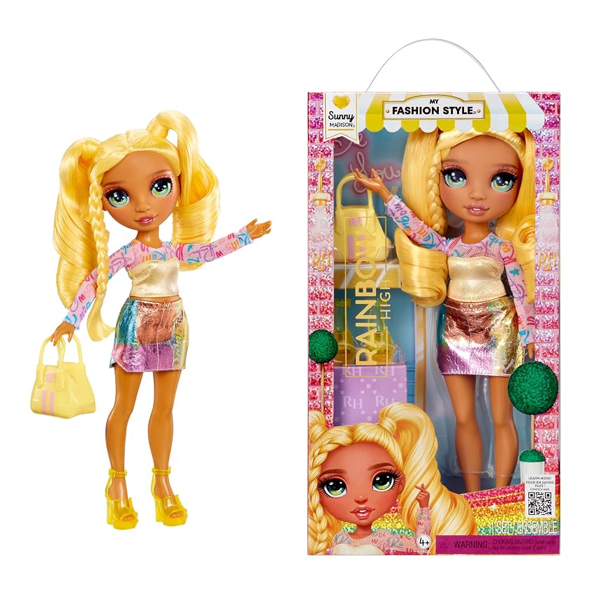 Rainbow High My Fashion Style Doll - Sunny - Bambola alla moda gialla di 28 cm con Rainbow High My Fashion Style Doll - Sunny - Bambola alla moda gialla di 28 cm con