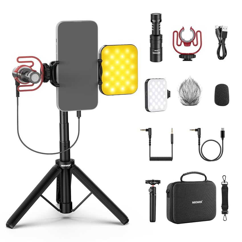 NEEWER BASICS PA050 Kit Vlogging per iPhone Android Telefono per Streaming Riprese