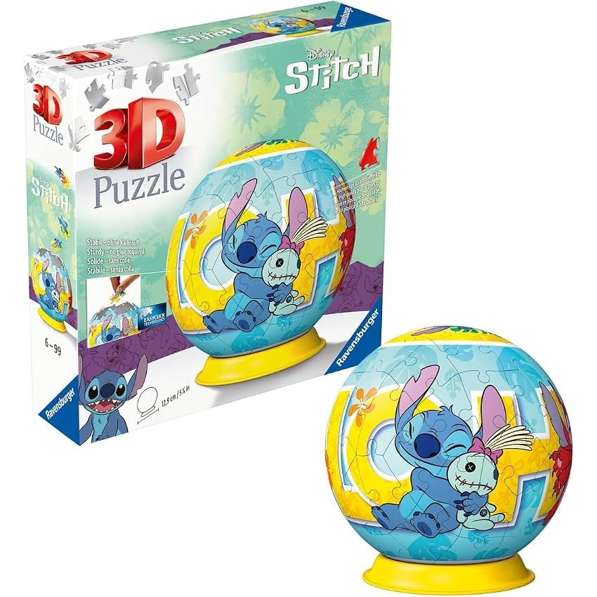 Ravensburger - Puzzle 3d Stitch Sferico | Puzzle 3d Bambini 6 Anni O Più | Regalo