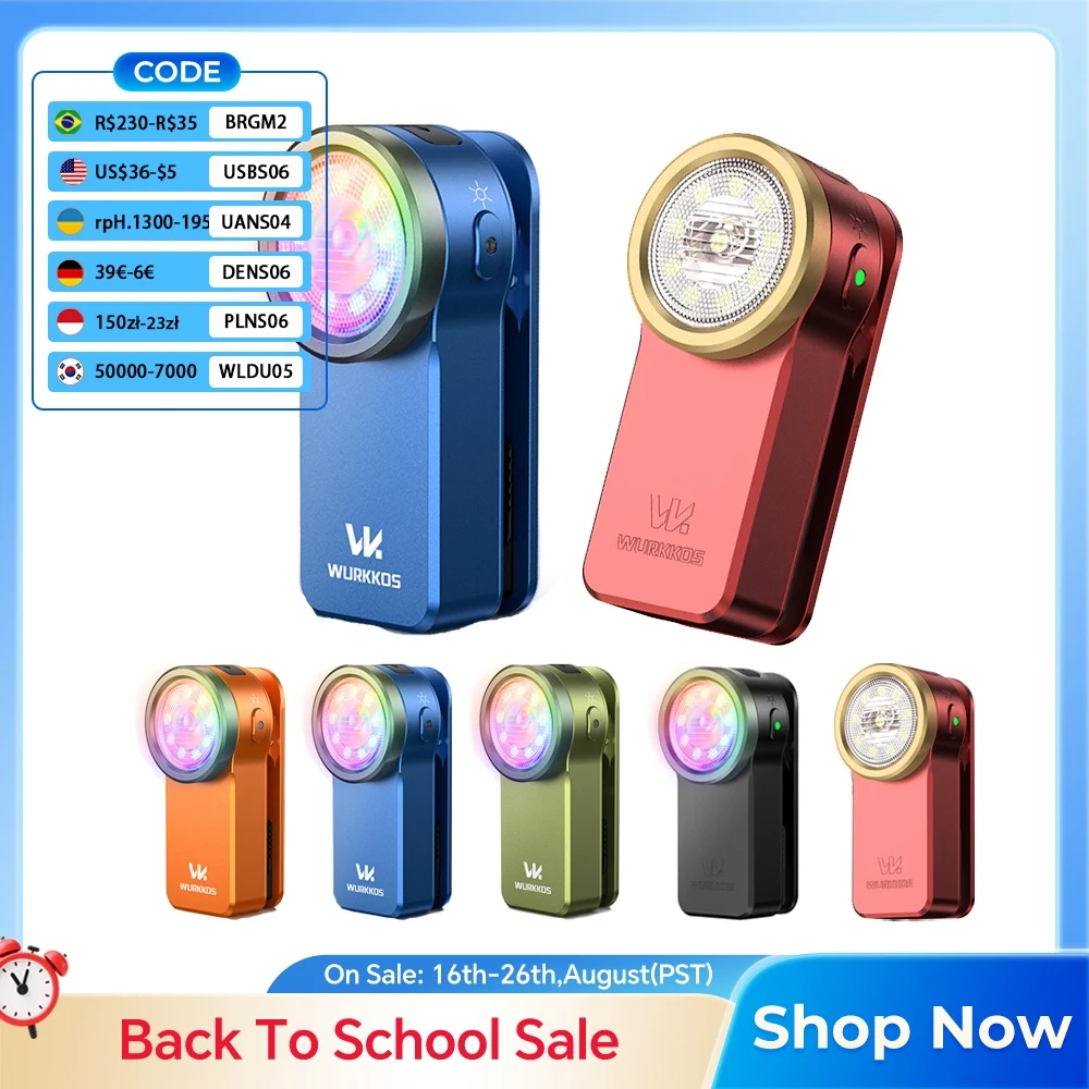 Wurkkos HD03 680LM Mini Torcia Tascabile Ricaricabile USB con Clip