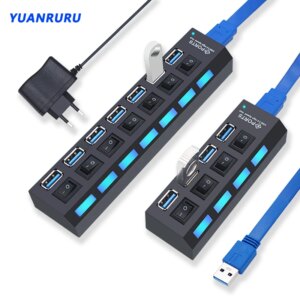 Hub USB 3.0 Hub USB 3 USB 2.0 Multi USB Splitter Adattatore di alimentazione Espansore