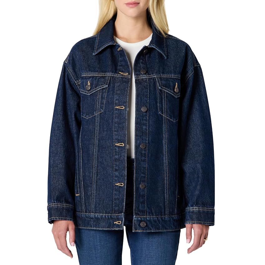 Amazon Essentials Giubbotto Stile Trucker in Denim con Tasche Donna