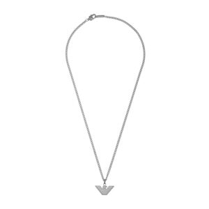 Emporio Armani Collana da uomo in acciaio inossidabile con chiusura a moschettone