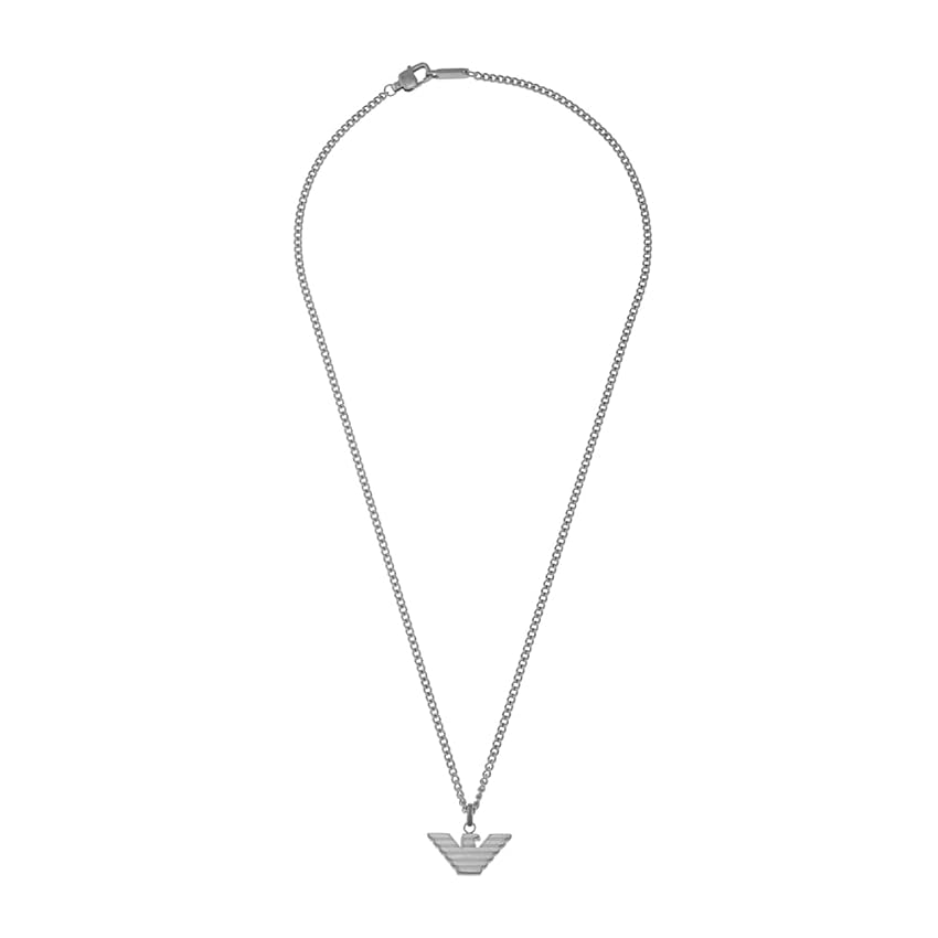 Emporio Armani Collana da uomo in acciaio inossidabile con chiusura a moschettone