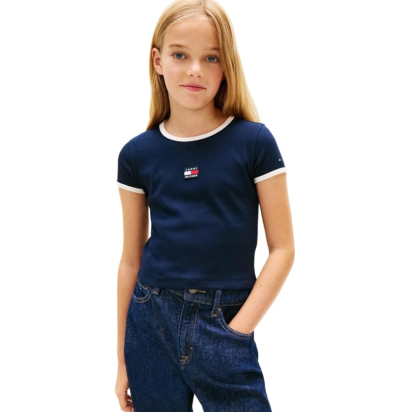 Tommy Hilfiger Bambina T-Shirt Maniche Corte Heritage Flag Top Slim Fit
