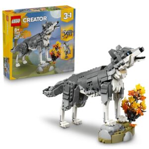 LEGO Creator 3 in 1 Animali della Foresta: Lupo Grigio - Animale Giocattolo Trasformabile