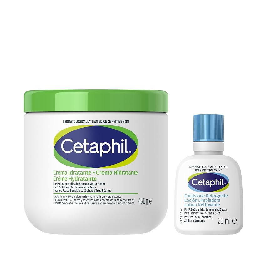 Cetaphil Crema Idratante Viso e Corpo 450g + Emulsione Detergente 29ml