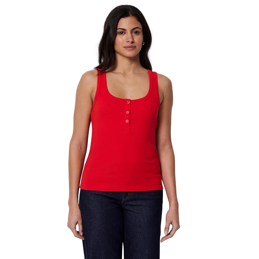 Amazon Essentials Canotta Henley da Donna a Costine Slim Fit
