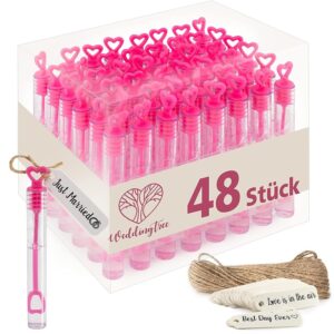 WeddingTree Bolle di Sapone per Matrimonio 48 Flaconcini con Manico a Cuore | Idea